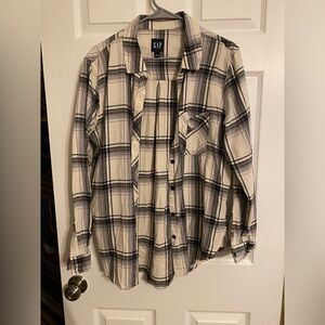 GAP Cream and Black Checkered Shirt